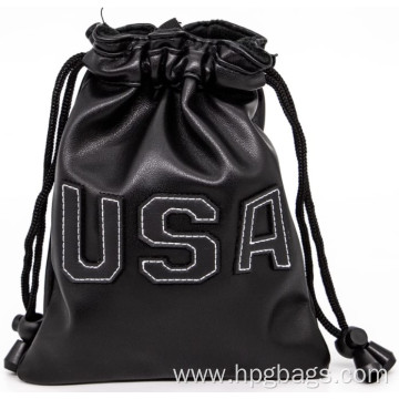 Soft PU Leather Drawstring pouch